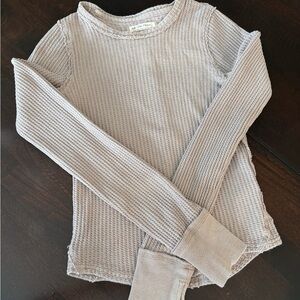 We The Free Gray Waffle Knit Top